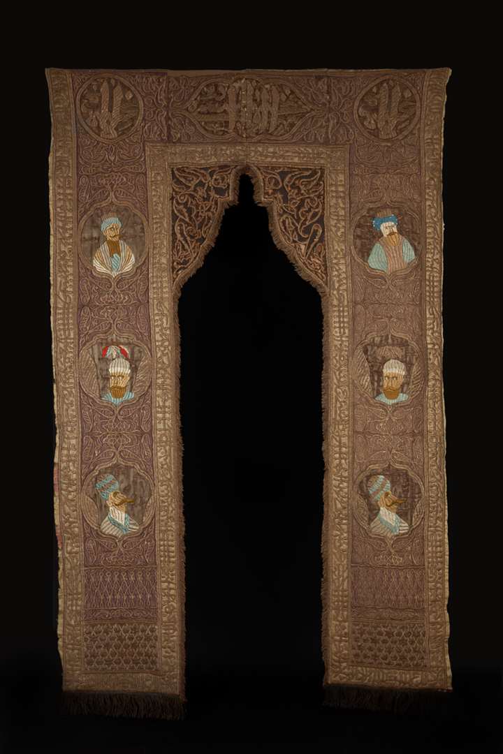 Ottoman Portiere Embroidered with Portrait Medallions